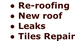 Re-roofing  New roof  Leaks  Tiles Repair